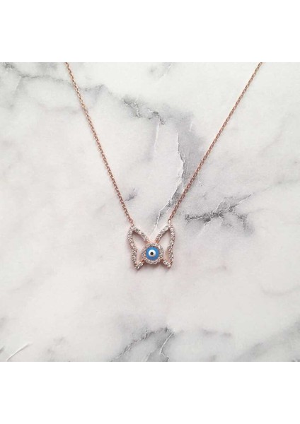 925 Ayar Gümüş Nazar Boncuklu Kelebek Kolye fiyatları