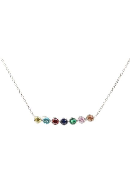 925 Ayar Gümüş Renkli Taşlı 7 Sıra Suyolu Kolye modelleri