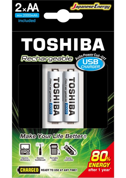 Toshıba USB Şarj Cihazı+2 AD.2000MAH Kalem Pil