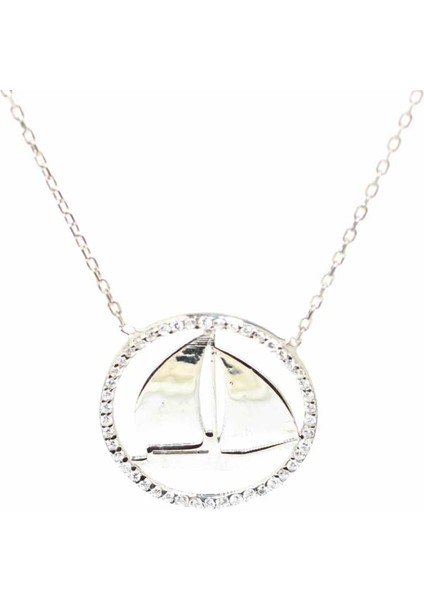 925 Ayar Gümüş Taşlı Yelkenli Kolye