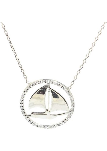 925 Ayar Gümüş Taşlı Yelkenli Kolye fiyatları