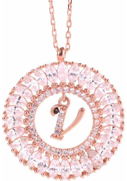 925 Ayar Gümüş Markiz Kesim Taşlı Harf Kolye modelleri