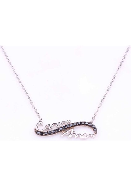 925 Ayar Gümüş Canım Annem Yazılı Sonsuzluk Kolyesi modelleri