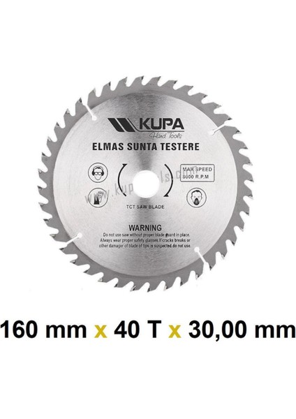 Kupa Hırdavat Kupa Ahşap Sunta Elmas Testere 160 mm x 40T x 30 Mm.