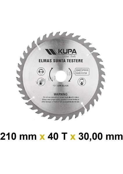 Kupa Hırdavat Kupa Ahşap Sunta Elmas Testere 210 mm x 40T x 30 Mm.