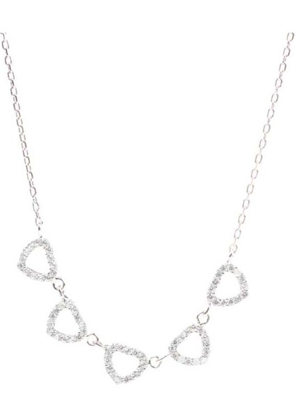 925 Ayar Gümüş 5'li Kalp Kolye, Beyaz fiyatları