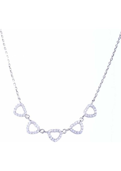 925 Ayar Gümüş 5'li Kalp Kolye, Beyaz indirimleri