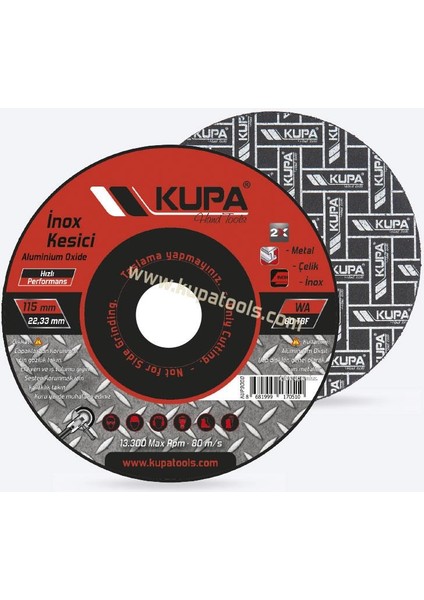 Kupa Inox Metal Çelik Kesme Taşı 115 Mm. - 10 Adet