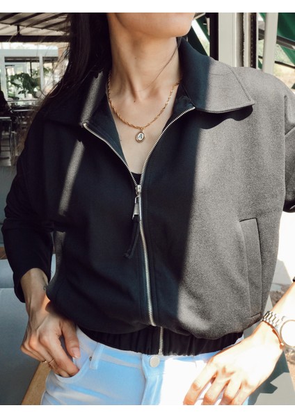 Kadın Siyah Bomber Ceket