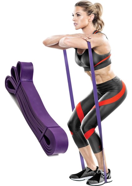 Fitness Resistance Powerband 32 mm Mor Güç Bandı En Sert Direnç Lastiği Pilates Latex Aerobik Squat