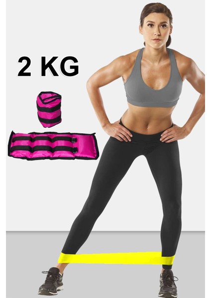 2 kg El Ayak Bilek Ağırlığı ve Aerobik Squat Bandı Seti 2x2 kg Bilek Ağırlıkları Pilates Squat