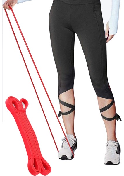 Fitness Resistance Powerband 13 mm Kırmızı Güç Bandı Orta Direnç Lastiği Pilates Latex Aerobik Squat