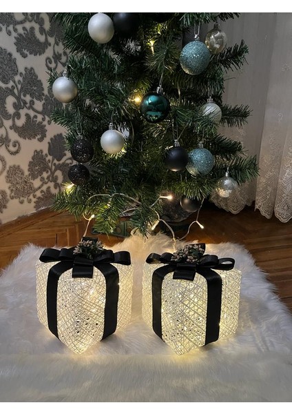 Yılbaşı Ağacı Altı LED Işıklı Hediye Kutusu Seti 2’li