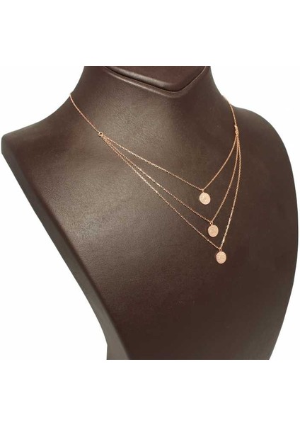 925 Ayar Rose Gümüş Paralı 3 Parça Kolye fiyatları