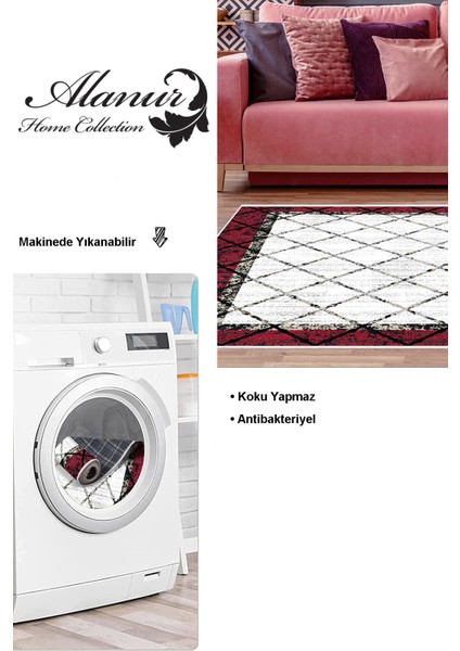 Dijital Salon Halısı Star Pamuk Kaymaz Taban Modern Doreen Bordo modelleri