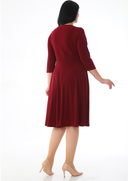 Kadın Kruvaze Yaka Midi Boy Büyük Beden Elbise fırsatları
