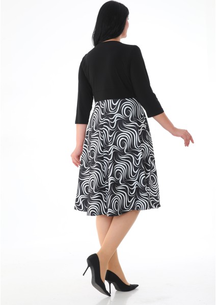 Kadın Kruvaze Yaka Midi Boy Desenli Elbise fırsatları