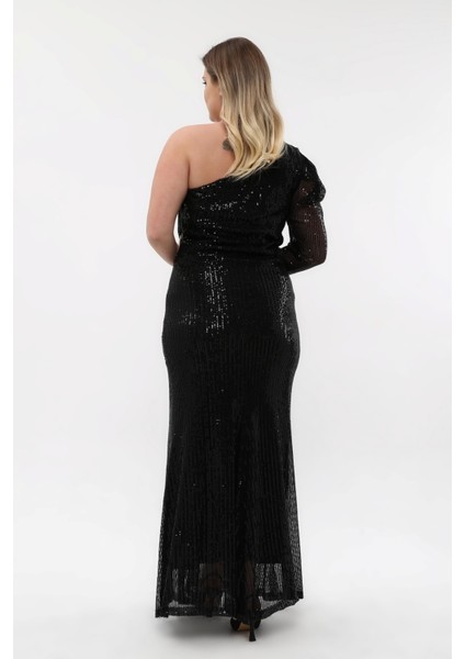 Payet Tek Kol Esnek Abiye Elbise modelleri