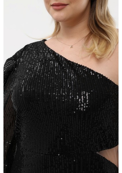 Payet Tek Kol Esnek Abiye Elbise indirimleri