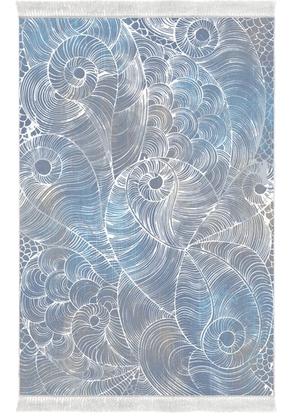 Dijital Salon Halısı Yıldız Deri Kaymaz Taban Saçaklı Modern Corrina Lila