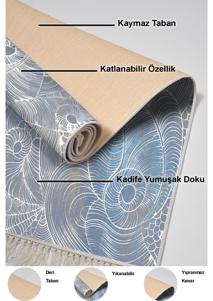 Dijital Salon Halısı Yıldız Deri Kaymaz Taban Saçaklı Modern Corrina Lila fırsatları