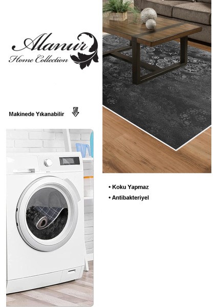 Dijital Salon Halısı Star Pamuk Kaymaz Taban Modern Aubree Gri