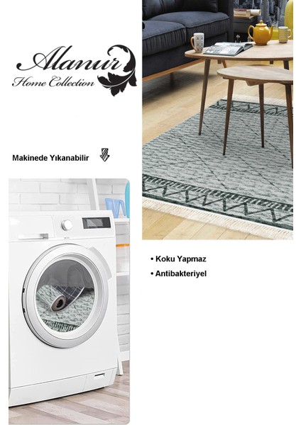 Dijital Salon Halısı Star Pamuk Kaymaz Taban Saçaklı Iskandinav Farah Turkuaz fiyatları