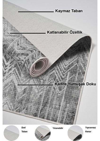 Dijital Salon Halısı Trend Keçe Kaymaz Taban Iskandinav Mel Antrasit fırsatları