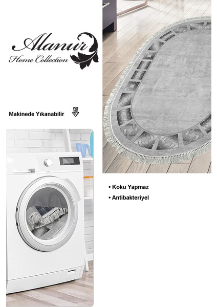Dijital Mutfak Halısı Star Pamuk Kaymaz Taban Saçaklı Oval Modern Twyla Gri fiyatları