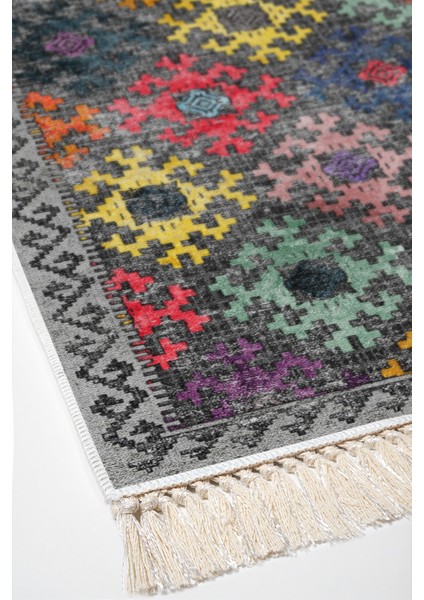 Dijital Mutfak Halısı Star Pamuk Kaymaz Taban Saçaklı Iskandinav Leesa Renkli modelleri