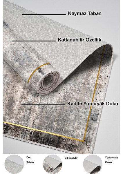 Dijital Mutfak Halısı Trend Keçe Kaymaz Taban Modern Landen Gri fırsatları
