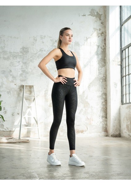 Kadın Siyah Lorient Deri Görünümlü Tayt modelleri