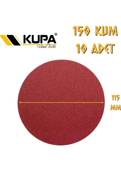 Kupa Yuvarlak Cırt Zımpara 115 mm - P150 Kum - 10 Adet