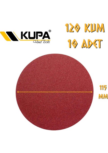 Kupa Yuvarlak Cırt Zımpara 115 mm - P120 Kum - 10 Adet
