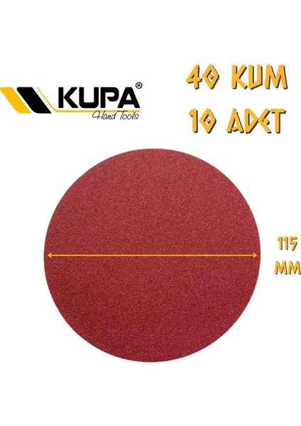 Kupa Yuvarlak Cırt Zımpara 115 mm - P40 Kum - 10 Adet