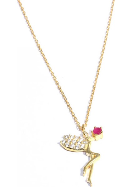 925 Ayar Rose Gümüş Peri Kolye, Pembe
