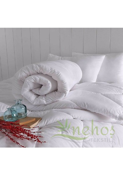Çift Kişilik Mikrofiber Saten Beyaz Yorgan