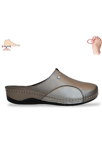 1774-9946-24 Tam Anatomik Tabanlı Kadın Günlük Terlik - NKT01774-PLATIN-40