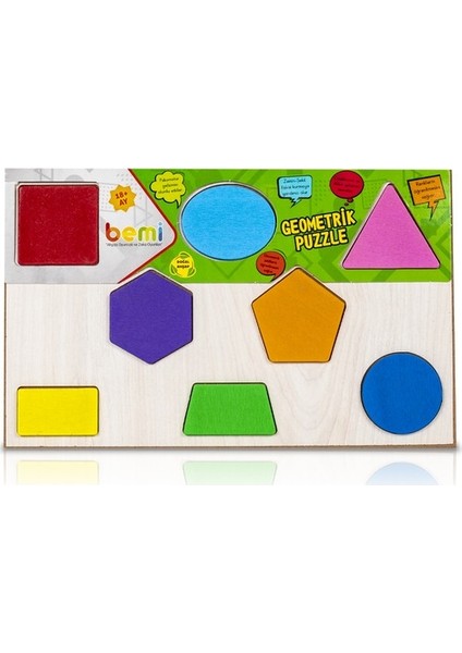 Edumat Ahşap Geometrik Puzzle Bemi