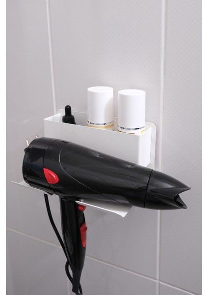 Beyaz Metal Yapışkanlı Saç Kurutma Askısı, Yapışkanlı Banyo Düzenleyici Organizer Fön Makinelik MT83B fiyatları