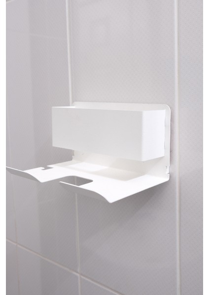 Beyaz Metal Yapışkanlı Saç Kurutma Askısı, Yapışkanlı Banyo Düzenleyici Organizer Fön Makinelik MT83B indirimleri