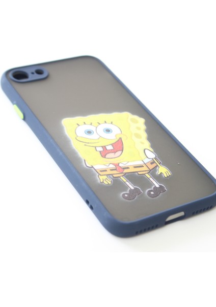 iPhone 7 iPhone 8 iPhone Se 2020 Sünger Bob Tasarım Tuşları Renkli Telefon Boyun Askılı Set Kılıf