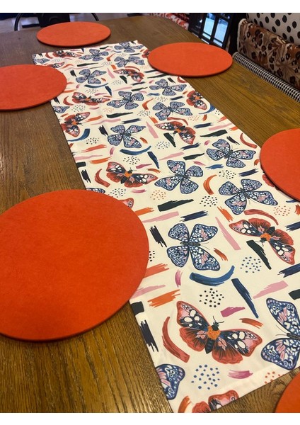 Tuğçe Demir Home Design Kelebek Desen Runner Supla Set