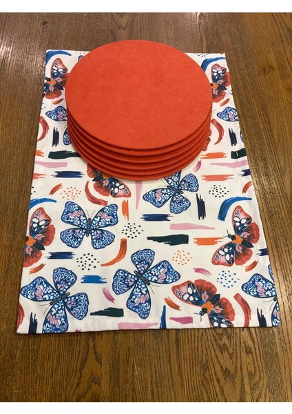 Tuğçe Demir Home Design Kelebek Desen Runner Supla Set