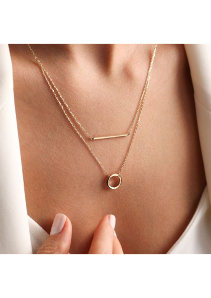 Altın Barlı Kolye Çift Zincir fiyatları