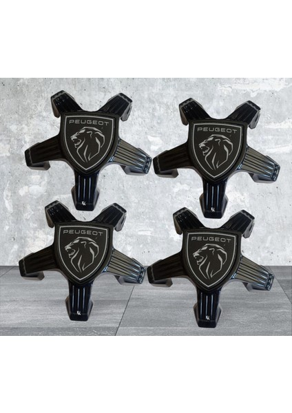 Peugeot Jant Kapağı 5 Kol Ahtapot Jant Göbeği Telli Siyah Takım 4 Adet