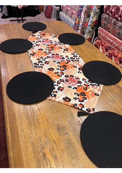 Tuğçe Demir Home Design Bohem Leopar Desen Runner Supla Set