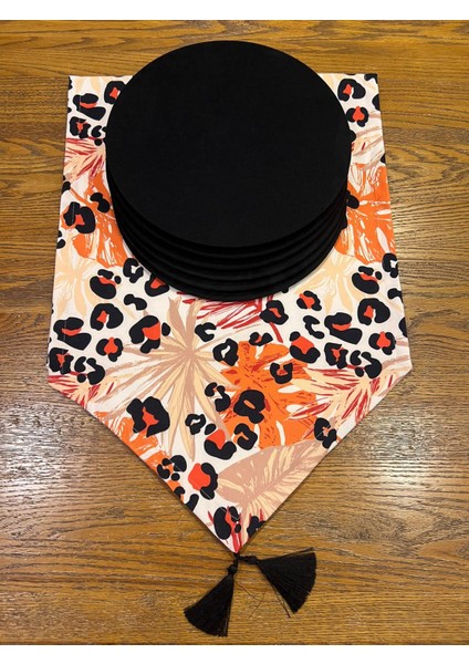 Tuğçe Demir Home Design Bohem Leopar Desen Runner Supla Set