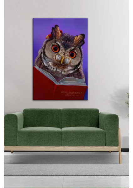 Dijital Baskılı Dekoratif Renkli Baykuş Desenli Ahşap Kanvas Tablo AR030420 fiyatları