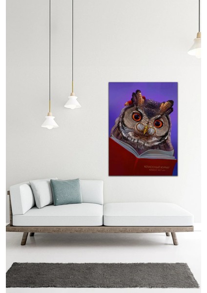 Dijital Baskılı Dekoratif Renkli Baykuş Desenli Ahşap Kanvas Tablo AR030420 fırsatları